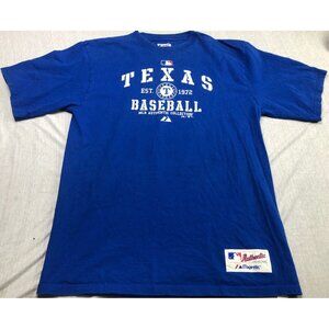 Authentic Majestic Athletic T Shirt Texas Baseball MLB Logo Blue Size Medium Men